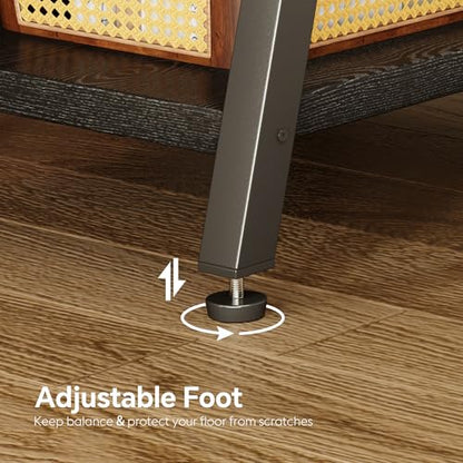 Side Table with Charging Station,3-Tier Small End Table,Lucky 7 Metal Shape | 2 AC Outlets + 2 USB Ports, Adjustable Feet, Nightstand for Bedroom, Living Room, Couch, Narrow Spaces, Black - color: Black