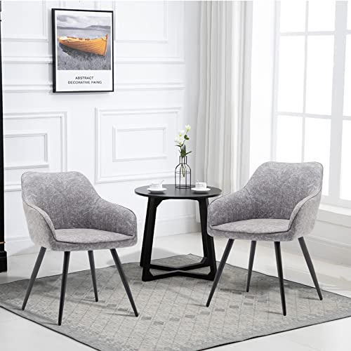 annjoe Faux Suede Accent Chair Arm Chairs Living Room Chairs Leisure Chair Upholstered Chair with Metal Legs Set of 2 for Home Kitchen Office Bistro Cafe - color: Light Gray