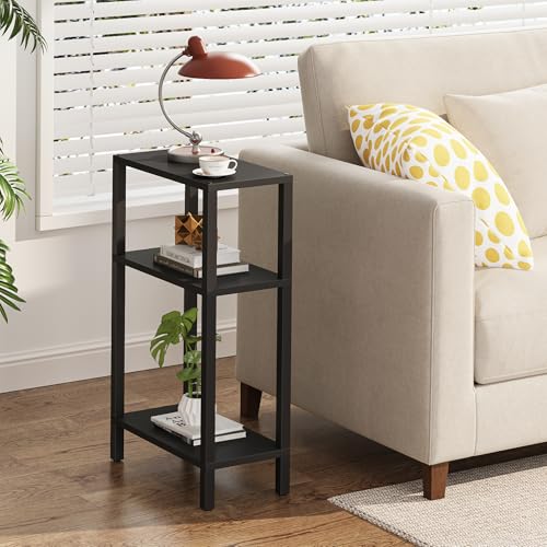 TUTOTAK Small Side Table, Narrow End Table, Skinny Sofa Table, Slim Nightstand, Couch Table, Living Room, Bed Room, Black TB01BK077 - color: Black, size: 3-Tier（7.9"D x 15.8"W x 26"H）