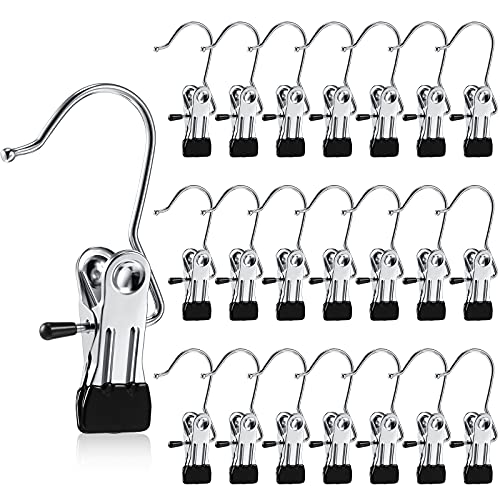 Hotop 48 Pieces Boot Hanger Clips for Closet, Laundry Hanging Hooks Heavy Duty Clips Boot Holder Portable Single Hooks Space Saving for Pants Jeans Clothes Hats Tall Towels (Silver) - color: Silver