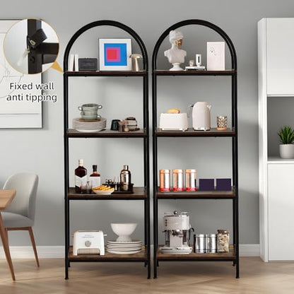 Garvee Arched Bookshelf 4 Tier,Arched Display Racks,Tall Standing Bookshelves with Metal Frame,Modern Open Storage Shelf Display Rack for Bedroom, Living Room, Home Office | Tall Standing Bookshelves ,Modern Open Storage Shelf Display Rack for Bedroom, Li