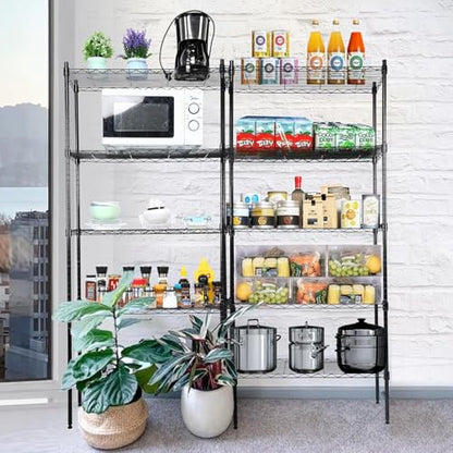Simple Deluxe 5-Tier Storage Shelving Units, 24.02" W x 13.78" D x 59" H Wire Shelf with Wheels & Leveling Feet, Black - color: Black, size: 5-Tier, 24"W x 14"D x 59"H