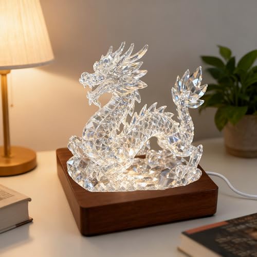 Wooden LED Light Base Display Lighted Base for Crystals - Brown Square Wood Display Lighted Bases Pedestal Stand for Room Office Home Decor