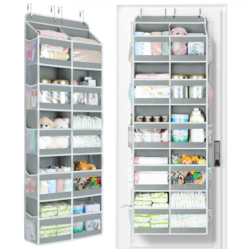 Yecaye 5-Tier Over The Door Organizer Dual-Column, 80lbs Load Over the Door Storage of 10 Compartments, Heavy Duty Door Organizer Hanging for Bedroom Closet Nursery Bathroom Pantry, Gray, 2 Pack - color: Grey, size: 2 Pack 5 Tier