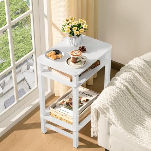 YUFAM Side Table End Table Tall Night Stand 3-Tier 2 Pack for Living Room Bedroom Bathroom Office Furniture White - color: White, size: 3 Tier