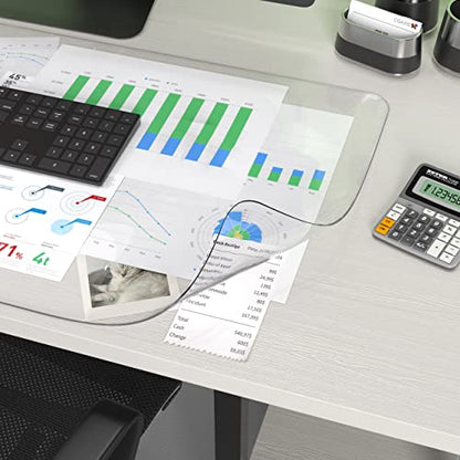 Clear Writing Desk Pad, 35.4’’x17” Heat Resistant Waterproof PVC Round Edge Durable Desk Protect Mat, Anti-Static Writing Mat Table Protector - size: 35.4’’x17”