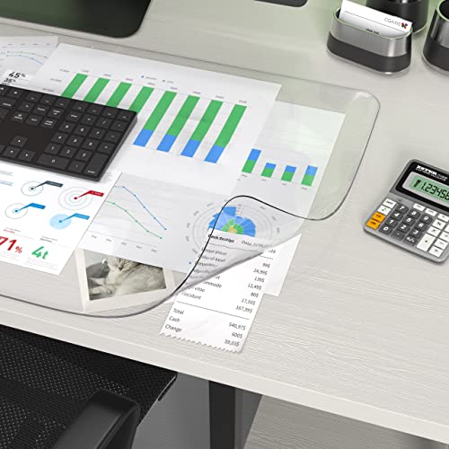 Clear Writing Desk Pad, 23.6’’x13.7” Heat Resistant Waterproof PVC Round Edge Durable Desk Protect Mat, Anti-Static Writing Mat Table Protector - size: 13.7" x 23.6"