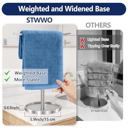STWWO Hand Towel Holder, Stainless Steel Towel Holder Stand for Bathroom, Kitchen Countertop, T-Shaped Hand Towel Rack Stand, Brushed Nickel - color: Brushed Nickel