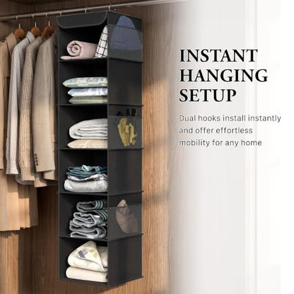Simple Houseware 6 Shelf Hanging Closet Organizer, Black - color: Black, size: 6 Shelf