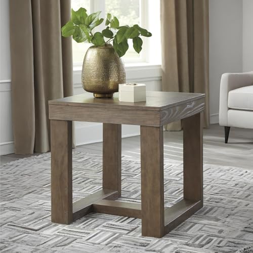 Signature Design by Ashley Cariton Contemporary Oversized Square End Table, Grayish Brown - color: Gray Brown