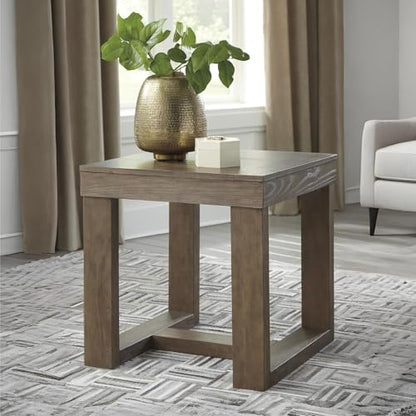 Signature Design by Ashley Cariton Contemporary Oversized Square End Table, Grayish Brown - color: Gray Brown