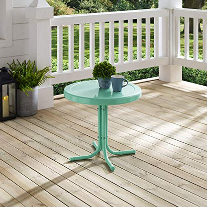 Crosley Furniture Griffith Weather Resistant Retro Metal Outdoor Side Table for Patio, Deck, Porch, Aqua - color: Aqua