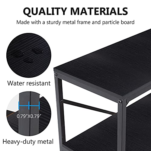 Tribesigns 70.9 Inch Extra Long Console Table, Modern Sofa Table Behind Couch Table with Storage Shelves, 3-Tier Industrial Hallway Entryway Table for Living Room, 3 Shelf Bookshelf(Black) - color: Black