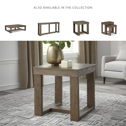 Signature Design by Ashley Cariton Contemporary Oversized Square End Table, Grayish Brown - color: Gray Brown