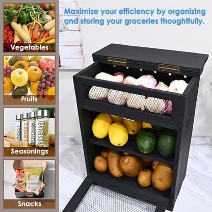 Ikee Design 360Degree Rotating Pencil Pen Stationery Supply Holder Storage | Pine wood countertop cabinet with removable shelf stores bread, potatoes, onions and pantry essentials; fully assembled. - color: Black, 2 Door