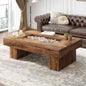 LVB Rustic Coffee Table, Large Wood Living Room Table with Storage, Modern Long Rectangle Led Center Table, Farmhouse Unique Low Wide Tea Table with LED Light for Home Office, 47.24 in, Rustic Brown - color: Rustic Brown