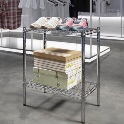 14" Deep x 24" Wide x 27" Height Wire Shelving Kit | 2-Tier |NSF Commercial Storage Rack Unit - size: 14" Deep x 24" Wide
