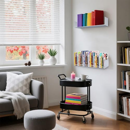 U Shape Floating Shelves Wall Mount Metal Bookshelf CD DVD Storage Display Shelves, White Set of 4