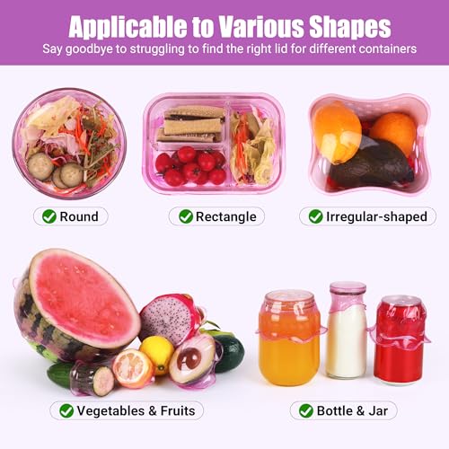 Silicone Stretch Lids for Food Storage in Fridge, Reusable Elastic Bowl Covers for Cup, Cans, Jars, Round & Rectangle Container, Food Grade Silicone Microwave Food Cover, Purple, 6PCS - color: 6 Pcs Purple