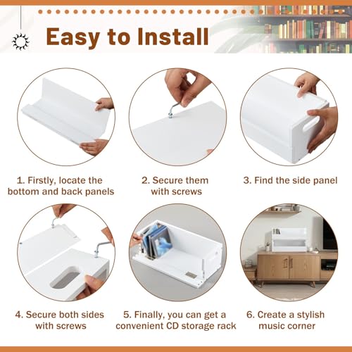 CroBlissful 4 Set Wooden CD Storage Box,Holds 144 CDs (36 Each), Stackable CD Holder Organizer with Magnetic Front Flap and Carrying Handles for DVDs, Cassette Tapes and Movie Cases (White) - color: White
