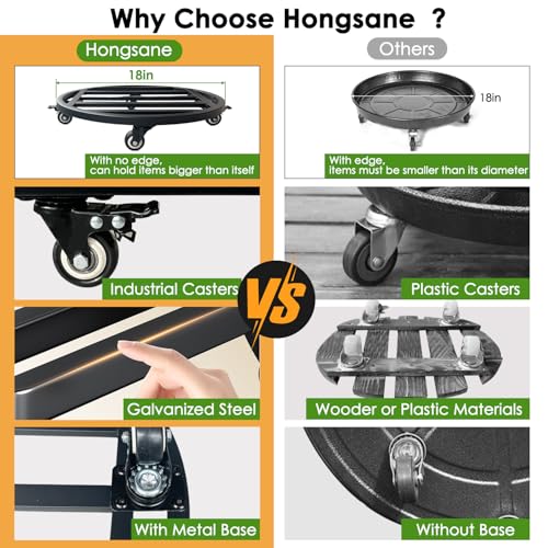 18" Round Plant Stand with Wheels Heavy Duty,Large Metal Plant Caddy Indoor Outdoor Use,Rolling Plant Dolly with Industrial Casters,Rust-Proof Black Plant Tray for Large Planters Pots,1-Pack - size: 18-Inch (1-Pack)