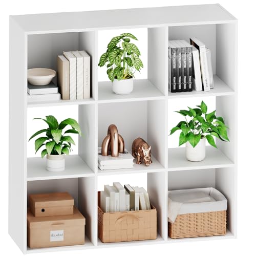 Sweetcrispy 9 Cube Storage Organizer - Open Cube Bookshelf with 5 Removable Back Panels, Display Storage Bookcase for Living Room, Bedroom, Entrance Hall, Home Office，36" Lx11.6 Wx36 H, White - color: White, size: 9-Cube(36"L×11.6" W×36"H)