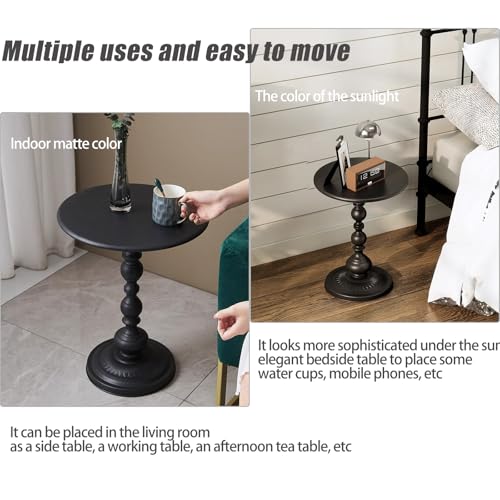 Pedestal Metal Round Side Table, Sofa Table, Small TV Tray Table for The Sofa in The Living Room and Bedroom, Bed, Chair, Mini Coffee Table, Headboard Table, 20.47 (H) *13.77 (W) - color: 1pcs - Black Upgrade Iron Table