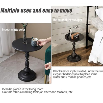 Pedestal Metal Round Side Table, Sofa Table, Small TV Tray Table for The Sofa in The Living Room and Bedroom, Bed, Chair, Mini Coffee Table, Headboard Table, 20.47 (H) *13.77 (W) - color: 1pcs - Black Upgrade Iron Table