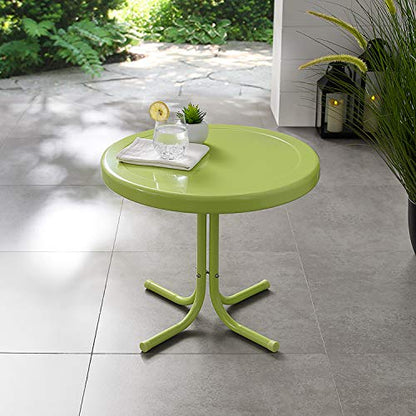 Crosley Furniture Griffith Weather Resistant Retro Metal Outdoor Side Table for Patio, Deck, Porch, Key Lime - color: Key Lime