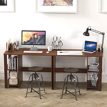 SHW 38-Inch Home Office Computer Desk with Shelves, Cherry - color: Cherry
