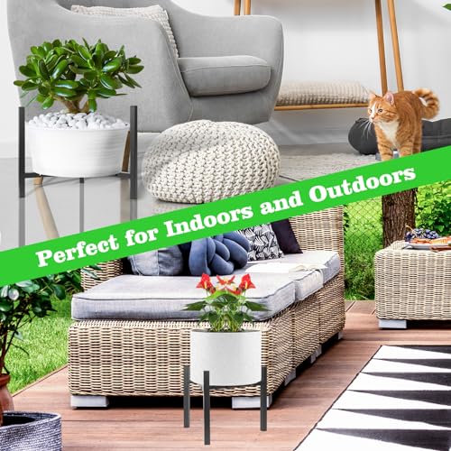 Airpark Plant Stand Indoor Adjustable, Metal Modern Plant Stand, Heavy Duty Stable Plant, Fit 8-12 inch Pots, Number of Items-2, Color-Black (Pot & Plant Not Included) - color: Black