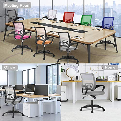 BestOffice | Ergonomic Office Chair | Mid-Back Swivel Desk Chair | Breathable Backrest & Lumbar Support | Adjustable Height | Sponge Seat | Rolling Wheels | Grey | for Adults & Women | Pack of 2 - color: Grey, style: pack of 2