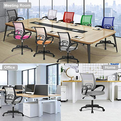 BestOffice | Ergonomic Office Chair | Mid-Back Swivel Desk Chair | Breathable Backrest & Lumbar Support | Adjustable Height | Sponge Seat | Rolling Wheels | Grey | for Adults & Women | Pack of 2 - color: Grey, style: pack of 2
