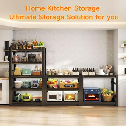 Kitchen Storage Shelves, 44''H*20''W Microwave Stand, Adjustable Metal Shelving, 1600LBS Bakers Rack, Black Kitchen Shelf, 4 Tier Shelving Unit for Bathroom, Pantry, Laundry, Closet, Garage - size: 4T-44"H*20"W*14"D