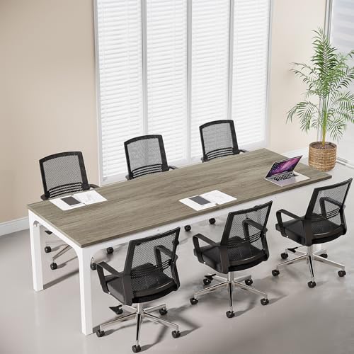 Tribesigns 6.5 FT Conference Room Table, 78.74" W x 27.56" D Large Office Conference Table, Modern Seminar Meeting Table Desk for Boardroom, Meeting Room (1, Gray) - color: Grey