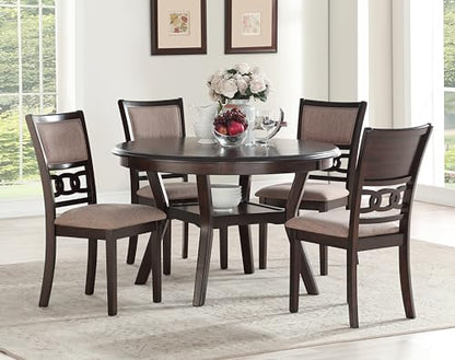 New Classic Furniture Gia Dining Chair (Set of Four), Light Brown Fabric Upholstered Seat & Back Rest, Cherry Brown - color: Cherry, size: Set of 4, style: Dining Chair