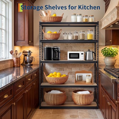 Heavy Duty Garage Storage Shelves, 5-Tier Metal Adjustable Shelving Unit, Storage Shelving with 2500 LBS Capacity for Kitchen Pantry Basement Bathroom Laundry, 30" l x 12" w x 60" h - size: 30" L x 12" W x 60" H