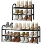 STO STO Expandable Shoe Rack, 2-Tier Metal Small Shoe Rack for Closet, Up to 12 Pairs Adjustable Shoe Rack Storage for Front Door Entrance, Free Standing Shoe Rack Organizer for Entryway, Black - size: 2-Tier