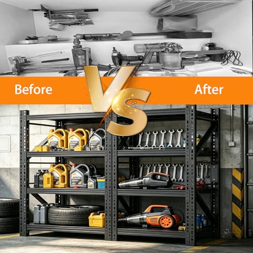 Garage Storage Shelves,73" H*48" W*22.4" D Heavy Duty 4-Tier Metal Shelving Unit with Adjustable Shelves Industrial Garage Shelving for Garage Organization & Warehouse Storage - size: 73"H*48"W*22.4"D