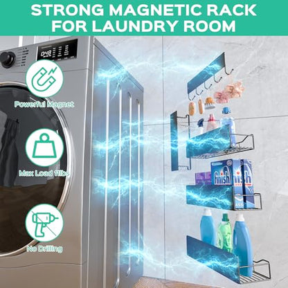 5Pcs Heavy-Duty Magnetic Shelves for Fridge, Washing Machines, Dryers, Metal Doors, and Any Metal Surface