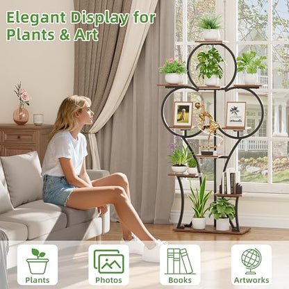 POZILAN Plant Stand Indoor with Grow Lights - 63" Indoor Plant Stands, 10 Tiered Plant Shelf for Indoor Growing, Corner Lighted Plant Shelves for Balcony, Living Room, Patio, Black