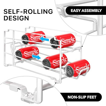 Simple Houseware Stackable Beverage Soda Can Dispenser Organizer Rack, White - 2 Pack - color: White, size: Standard