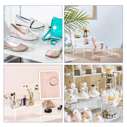 Aheroi Acrylic Risers Display Stands, Acrylic Stands for Display 16Pcs 4Set | Clear Risers Display Stands, Acrylic Display Shelf,Dessert Table Display Set Cupcake Candy Shoe Showcase Stands (7”L~8”L~9”L)