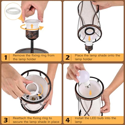 Distressed Table Lamps for Living Room, 3 Way Dimmable Touch Lamps, Small Bedside Lamps with LED Bulbs, USB Ports C+A, Nightstand Lamp for Kids Room, Bedroom, Office (2 Pack Iron) - size: 2 Pack Iron