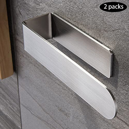 Taozun Adhesive Towel Bar Stainless Steel Hand Towel Holder 2 Pack Silver | Towel Rack, Easy to Install, No Drilling, Sturdy, Holds Well, Space Saver, for Bathroom/Bath/Kitchen/RV, Stick on Smooth Wall - color: Silver, size: 8-inch(2 Pack)