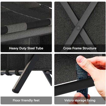 aboxoo 2 Pack Luggage Rack with storage, Guest Room Folding Suitcase Stands, Holds up to 120 lb, Space Saving Suitcase Holders for guest room, Bedroom Hotel, Black
