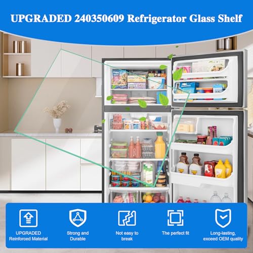 240350609 Glass Shelf Replacement Compatible with Frigidaire Kenmore Refrigerator – Crisper Pan Insert Replacement Parts for LFHT2131QE1, FFHT2131QS6, AP2115929 - color: 240350609