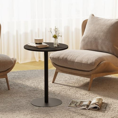 Round Side Table, C Shapde End Table for Sofa, Tv Trays Table, Small Snack Table with Metal Leg for Living Room, Bedroom, Bedside, Office (Black) - color: Black