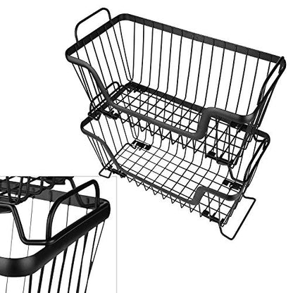 LOTTS Stackable Wire Basket, Metal Pantry Basket, Storage Organizer Bin with Handles, Fruit Basket for Kitchen Cabinets, Pantry, Closets, Bedrooms, Bathrooms (12.66.57.6") - 3 Pack - size: 3 Pack