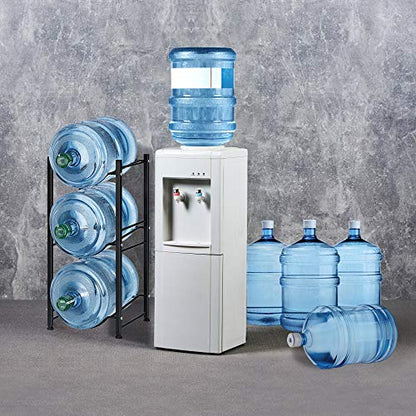 Water Bottle Storage Organizer - 5 Gallon Jug Holder Rack, 3-Tier Stackable Dispenser Stand for Office, Kitchen, Lobby, Foyer - Black - color: 3-Tier Black